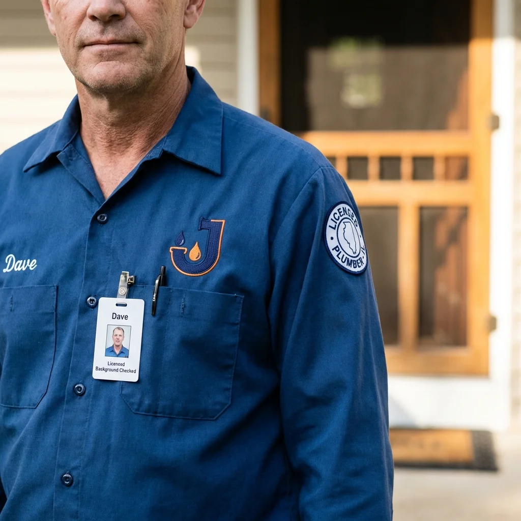 Licensed plumber showing ID badge in Unionville, MO
