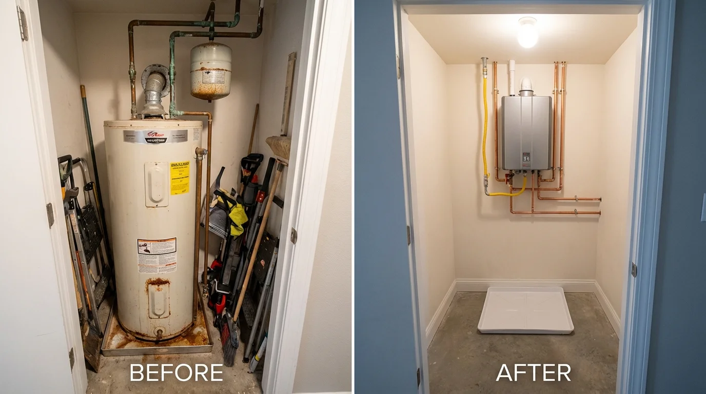 Tank water heater versus wall-mounted tankless unit comparison for Unionville, MO homeowners